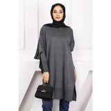 İmajButik Antrasit Bisiklet Yaka Merserize Salaş Triko Tunik