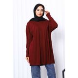 İmajButik Bordo Bisiklet Yaka Merserize Triko Tunik