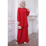 İmajButik Bordo Bürümcük Tunik Pantolonlu Takım