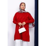 İmajButik Bordo Kol Düğmeli Soğuk İplik Triko Tunik