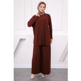 İmajButik Bordo Piliseli Sandy Tunik Pantolon Takım