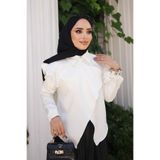 İmajButik Ekru Omuz Fırfırlı Gömlek