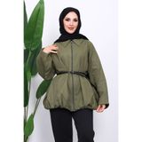 İmajButik Haki Pileli Astarlı Gabardin Ceket
