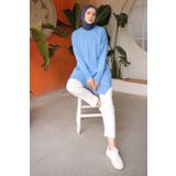 İmajButik İndigo Bisiklet Yaka Merserize Salaş Triko Tunik