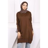 İmajButik Kahverengi Merserize Salaş Triko Tunik