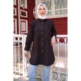 İmajButik Kahverengi Ön Detaylı Kol Bağlamalı Tunik
