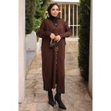 İmajButik Kahverengi Soğuk İplik Triko Hırka