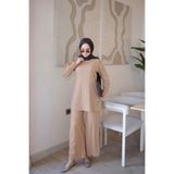 İmajButik Koyu Bej Bürümcük Tunik Pantolonlu Takım