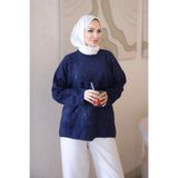İmajButik Lacivert Angora Pul İşlemeli Salaş Triko Kazak