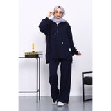 İmajButik Lacivert Fermuarlı Tunik Pantolonlu Takım