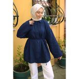 İmajButik Lacivert Geniş Kol Salaş Müslin Tunik