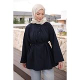 İmajButik Lacivert Önü Piliseli Bağlamalı Tunik