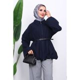 İmajButik Lacivert Pileli Astarlı Gabardin Ceket