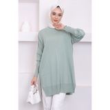 İmajButik Mint Bisiklet Yaka Merserize Salaş Triko Tunik