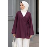 İmajButik Mor Kruvaze Yaka Yandan Bağlamalı Yazlık Kimono Tunik