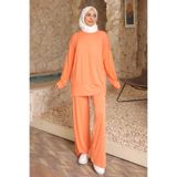 İmajButik Oranj Manşetli Tunik Pantolonlu Modal Takım