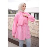 İmajButik Pembe Önü Alerli Düğmeli Tunik