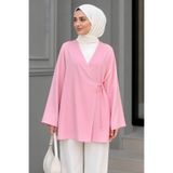 İmajButik Pudra Kruvaze Yaka Yandan Bağlamalı Yazlık Kimono Tunik