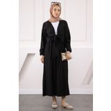 İmajButik Siyah Bağlamalı Bürümcük Bluz Etekli Takım