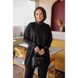 İmajButik Siyah Çiçek Naıkşlı Soğuk İplik Triko Tunik