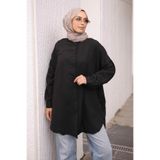 İmajButik Siyah Düğmeli Basic Salaş Tunik