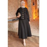İmajButik Siyah Eteği Volanlı Bluz Etekli Scuba Takım