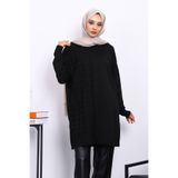 İmajButik Siyah Merserize Soğuk İplik Triko Tunik