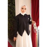 İmajButik Siyah Omuz Fırfırlı Gömlek