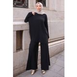 İmajButik Siyah Piliseli Sandy Tunik Pantolon Takım