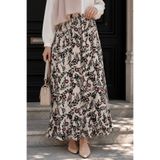 İmajButik Yeşil Bel Lastikli Desenli Viscon Etek