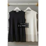 İMAJSTORE 2 Lİ PAKET ETEĞİ ŞİFON PLİSELİ PENYE İÇLİK TUNİK