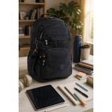 İmaks 571 Krinkıl / Klinkır Su Geçirmez Hafif Çok Gözlü Büyük Boy Okul, Seyahat, Spor, Laptop Sırt Çantası 9-1B - Siyah