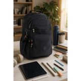 İMAKS 571 Krinkıl / Klinkır Su Geçirmez Hafif Çok Gözlü Spor, Seyahat, Okul, Laptop Sırt Çantası Siyah 1B