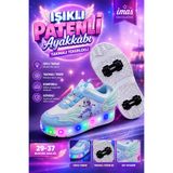 İmasSportWear Çocuk Patenli Ayakkabı LED Işıklı Takmalı Tekerlekli Kanatlı Rahat Kaykay Spor Ayakkabı 29-37 Numara