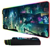 Imegny RGB Mouse Pad, XXL LED Oyun Fare Altlığı Ağır Hizmet Tipi Kaymaz 35,4 x 15,7 inç yeşillik