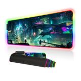Imegny RGB Mousepad Büyük, Led Oyun Mouse Pad Büyük Boy Parlayan Mat Renkli Yumuşak Mat Fareler Bilgisayar Klavyesi Kaymaz Kauçuk Tabanlı Suya Dayanıklı (80x30 rgbgreencity)