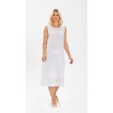 Imer 3164 Kalın Askı Uzun Viskon Elbise Kombinezon - Beyaz - L - XL
