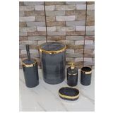 İmera Akrilik Yuvarlak 5 Parça Mermer Desen Banyo Seti-(SERT PLASTİK)