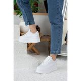 İmerShoes Günlük Kadın Beyaz Sneaker Bağcıklı Hafif Kalın Yüksek Tabanlı Yürüyüş Nefes Alan Spor Ayakkabı 451