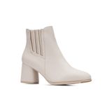 İmershoes Günlük Kadın Bot Kalın Topuklu Fermuarlı Lastik Tırtık Kaymaz Taban Tüylü Astar Bootie 2407 - Bej