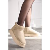 İmershoes Günlük Kadın Kalın Taban Ultra Mini Süet Bot Kışlık Bot Bootie 400U - Bej