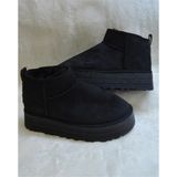 İmershoes Günlük Kadın Kalın Taban Ultra Mini Süet Bot Kışlık Bot Bootie 400U - Siyah