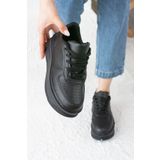 İmerShoes Günlük Kadın Siyah Sneaker Spor Ayakkabı Hafif Yüksek Taban Bağcıklı 451