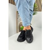 İmerShoes Günlük Kadın Sneaker Kalın Yüksek Taban Bağcıklı Rahat Tiger Şeritli Spor Ayakkabı 032
