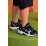 İmershoes Günlük Unisex Çocuk Spor Ayakkabı Cırtlı Lastik Bağcık Desenli Rahat Hafif Taban Sneaker 180 - Siyah
