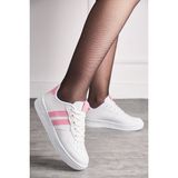 İmershoes Günlük Unisex Spor Ayakkabı Bağcıklı Dikiş Detaylı Hafif Kalın Yüksek Taban Sneaker 4005 - Beyaz - Pembe