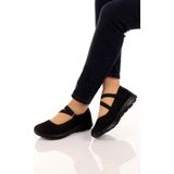 İmershoes Kadın Babet Hava Alabilen Kolay Giyilebilir Tekstil Düz Tabanlı Spor Ayakkabı - Siyah