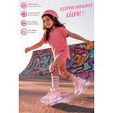 İmershoes Unisex Çocuk Spor Ayakkabı Akıllı Bağcıklı Çıkarılabilen Patenli Işıklı Rahat Sneaker 030 - Pembe