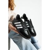İmershoes Unisex Spor Yandan Şeritli Erkek Kadın Hafif Rahat Kaymaz Taban Günlük Spor Ayakkabı - Beyaz - Siyah