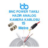 İMEXTECH Analog Kamera Bağlantı Kablosu, BNC Takılı, Power Jack Uçlu, 15 Metre, Kullanıma Hazır Montaj Kablosu BBANALOGKABLO15